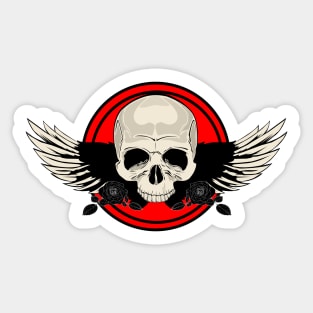 Wing Skull - RED Sticker